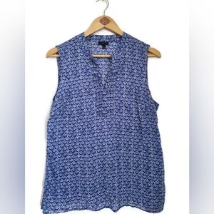 TALBOTS Women's Sleeveless Blue Cotton Summer Resort  Top Size Large